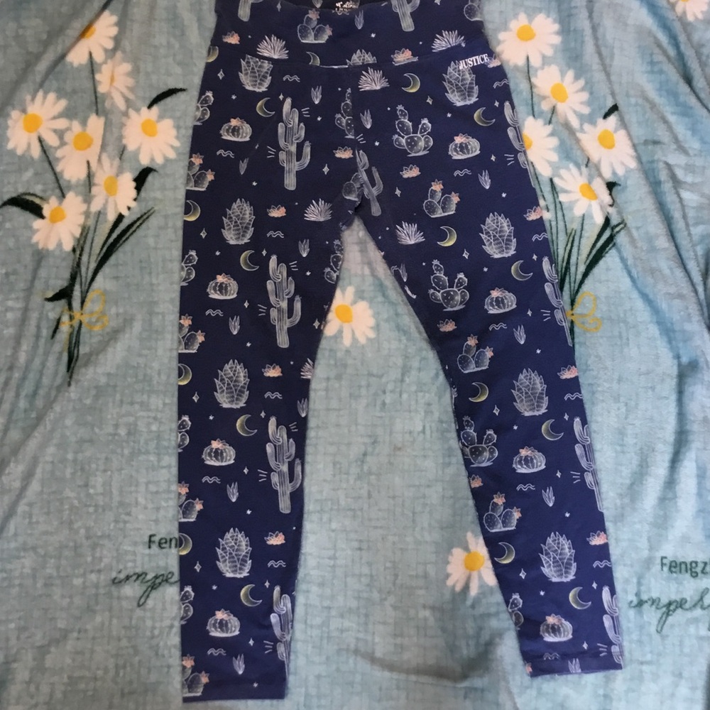 Justice Navy Leggings with White Cactus & Moon Print